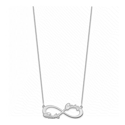 10K White Gold Personalized 2-Name Infinity Necklace – view 2