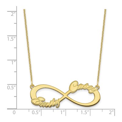 10K Yellow Gold Personalized 2-Name Infinity Necklace – view 3