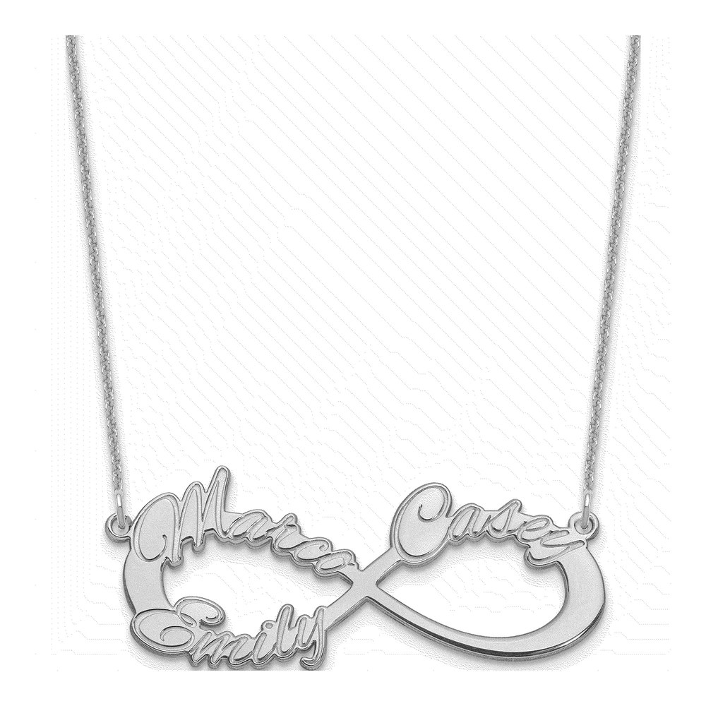 10K White Gold Personalized 3-Name Infinity Necklace