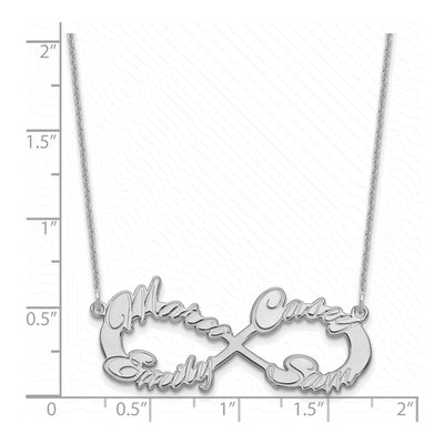 10K White Gold Personalized 4-Name Infinity Necklace – view 3