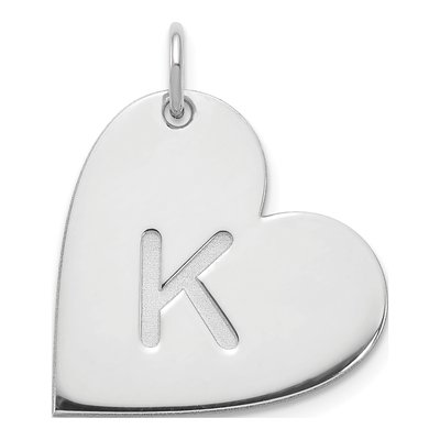 10K White Gold Initial Heart Charm