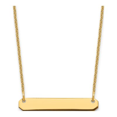 10K Yellow Gold Small Blank Bar Necklace