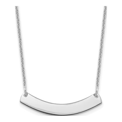 10K White Gold Curved Bar Necklace