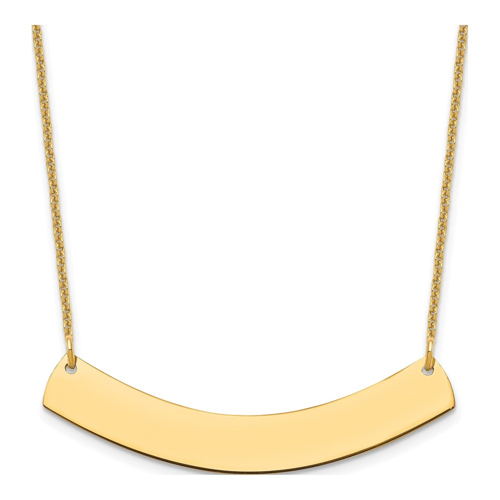 10K Yellow Gold Curved Bar Necklace, Personalized