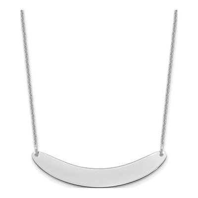 10K White Gold Curved Bar Necklace
