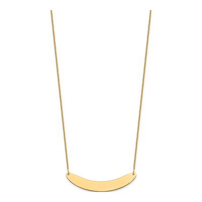 10K Yellow Gold Curved Bar Necklace, Personalized – view 2