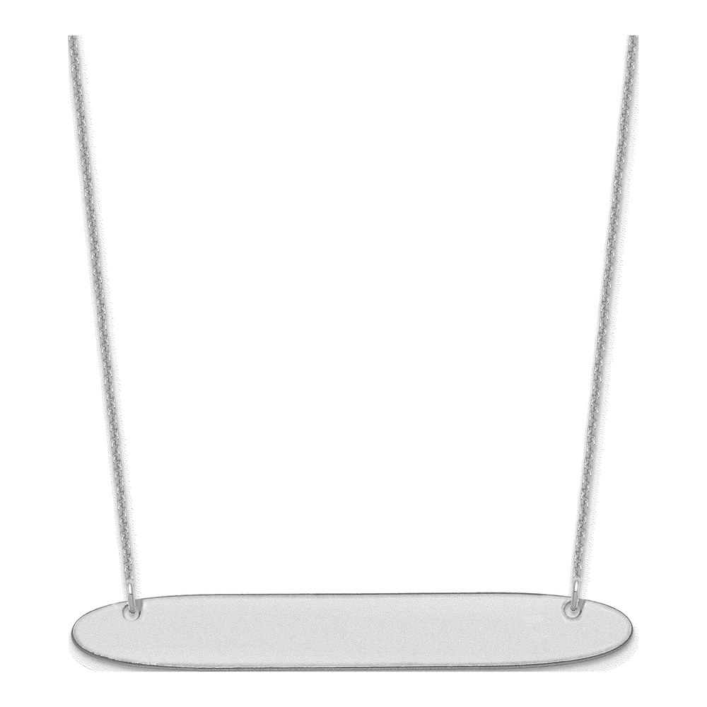 10K White Gold Large Bar Necklace, Personalized 18"