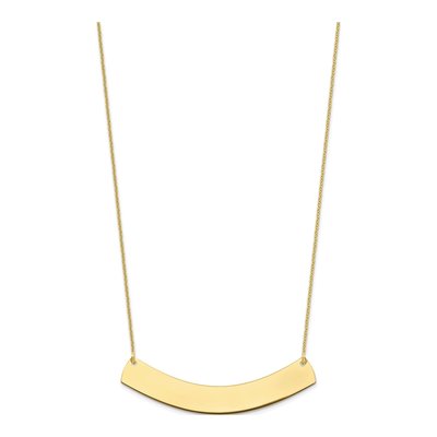 10K Yellow Gold Large Curved Bar Necklace – view 2