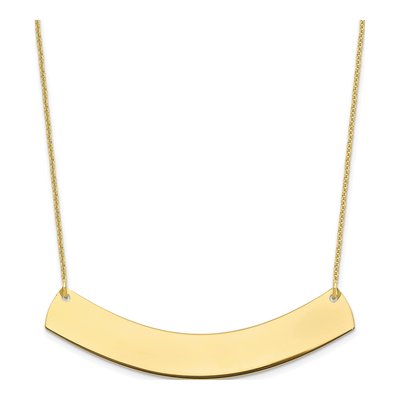 10K Yellow Gold Large Curved Bar Necklace