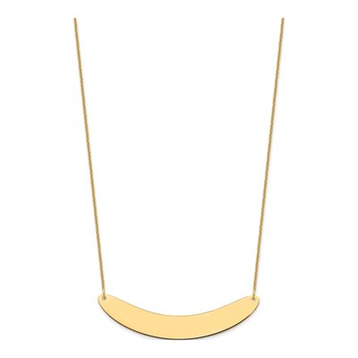 10K Yellow Gold Large Curved Bar Necklace – view 2