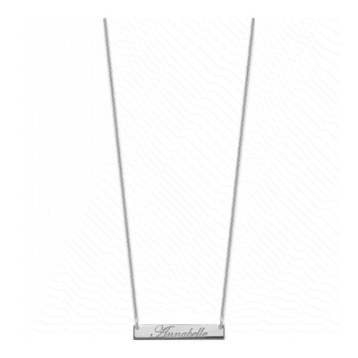 10K White Gold Personalized Script Bar Necklace – view 2