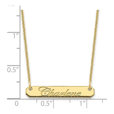 10K Yellow Gold Personalized Script Bar Necklace – view 3