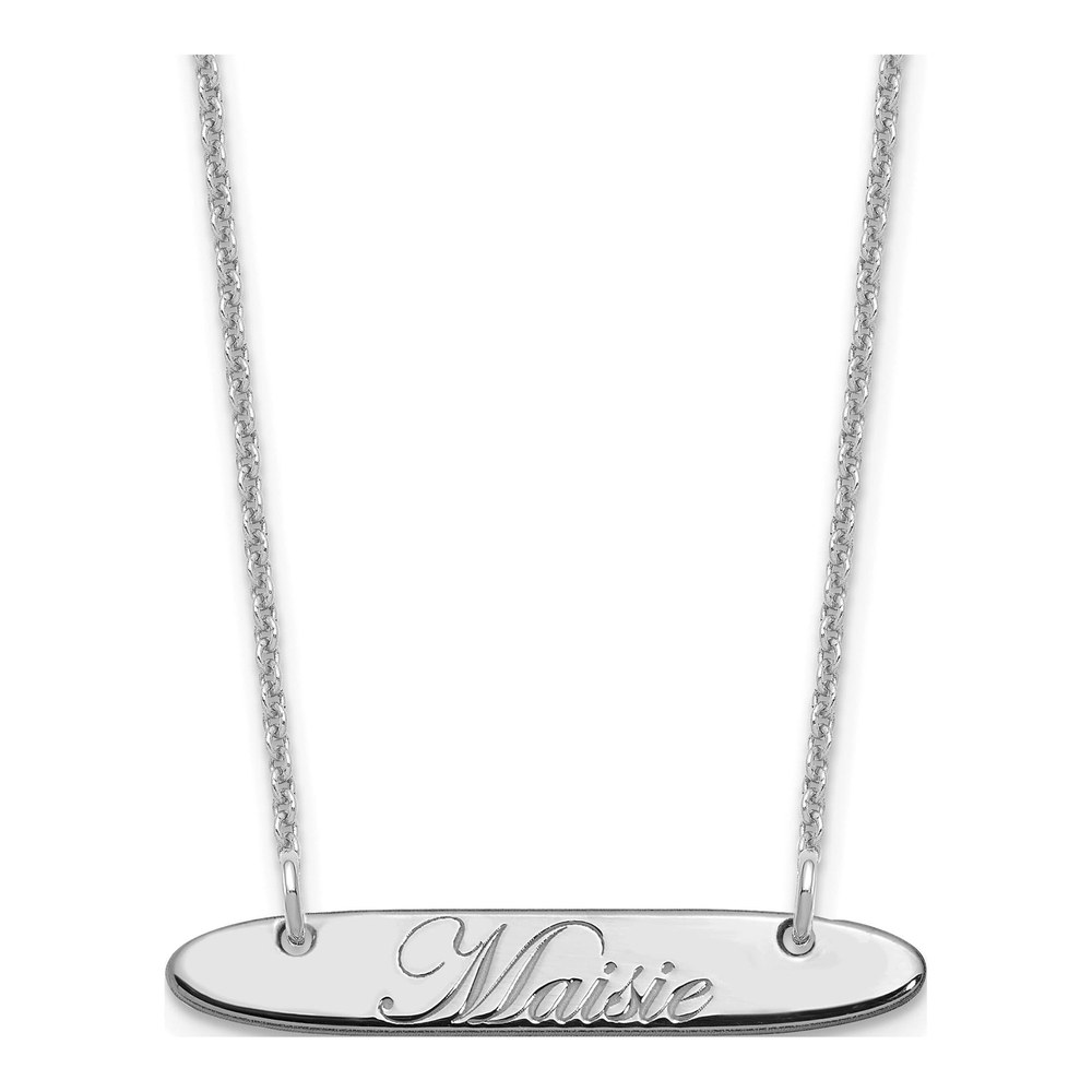 10K White Gold Personalized Bar Necklace