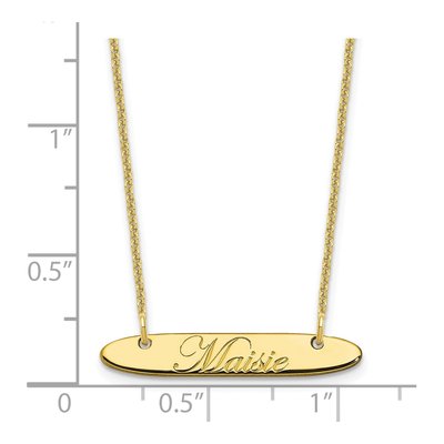 10K Yellow Gold Personalized Script Bar Necklace – view 3
