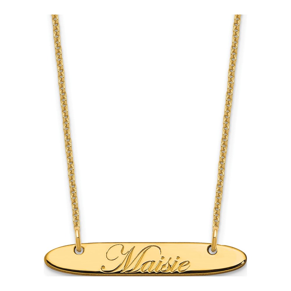 Personalized 10K Gold Script Bar Necklace
