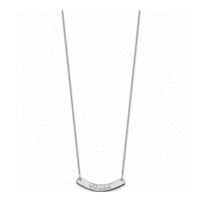 10K White Gold Personalized Curved Bar Necklace – view 2