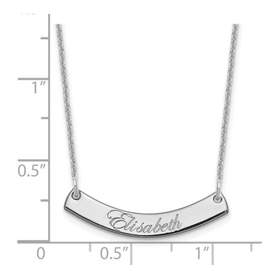 10K White Gold Personalized Curved Bar Necklace – view 3