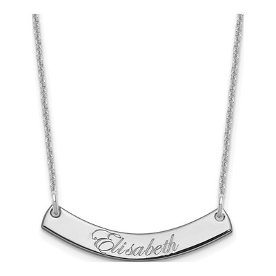 10K White Gold Personalized Curved Bar Necklace