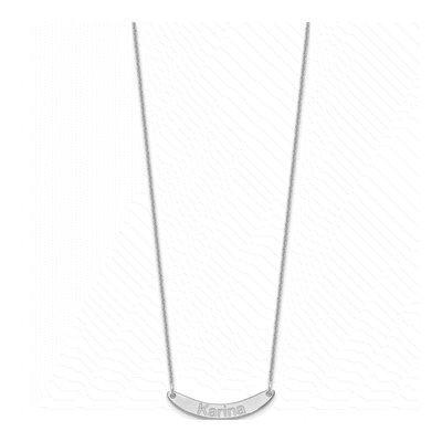 10K White Gold Personalized Curved Bar Necklace – view 2