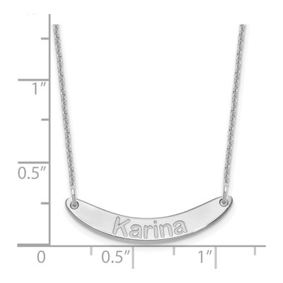 10K White Gold Personalized Curved Bar Necklace – view 3