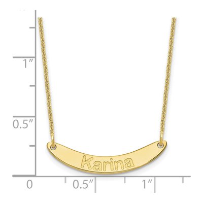 10K Yellow Gold Personalized Curved Bar Necklace – view 3