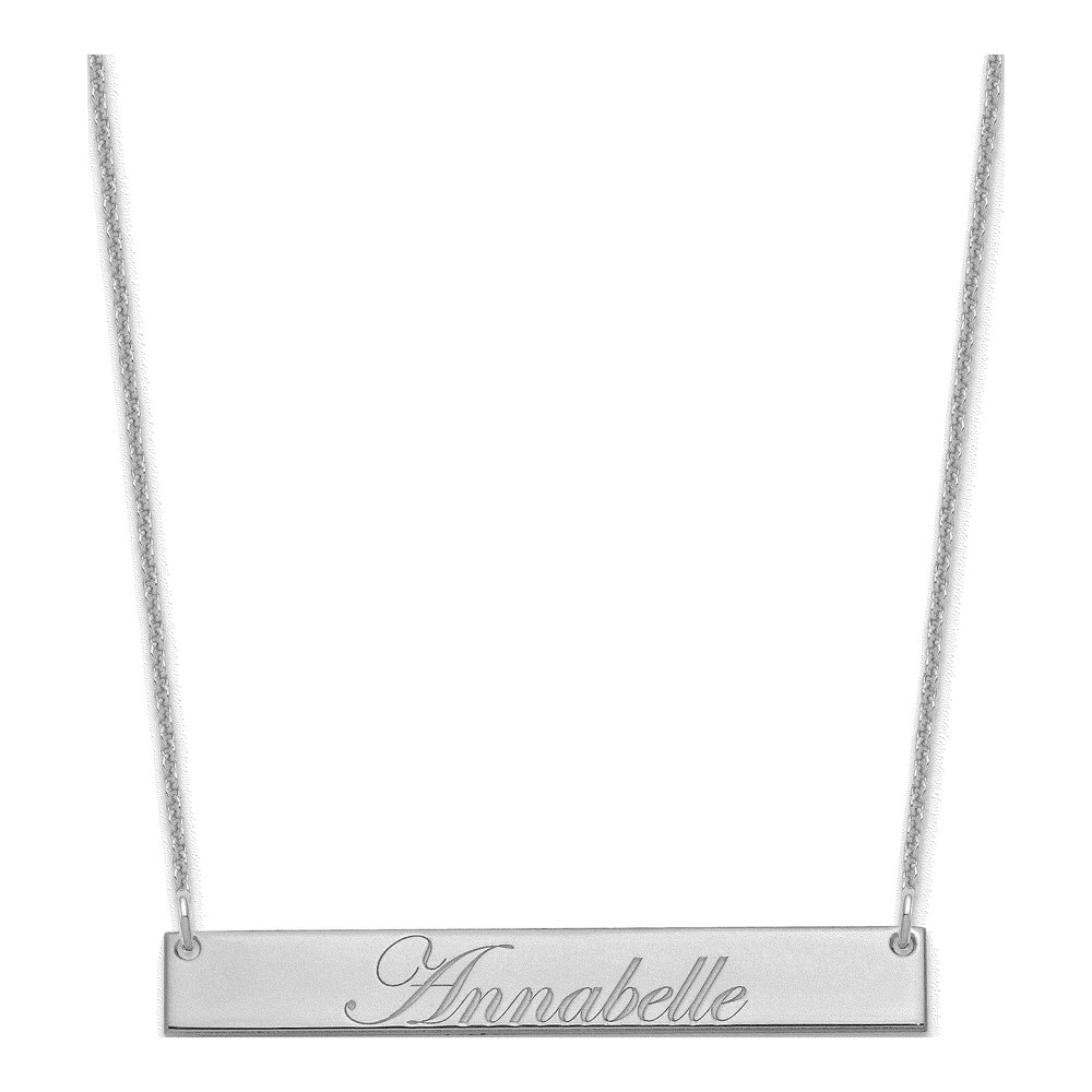 10K White Gold Personalized Bar Necklace
