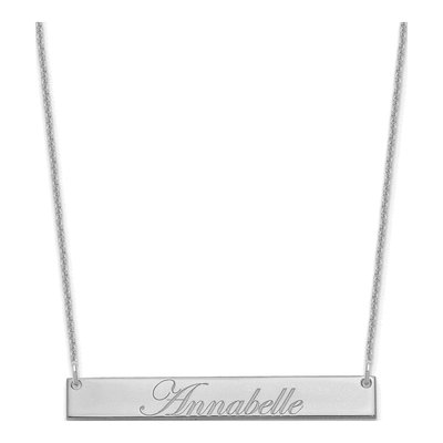 10K White Gold Personalized Bar Necklace