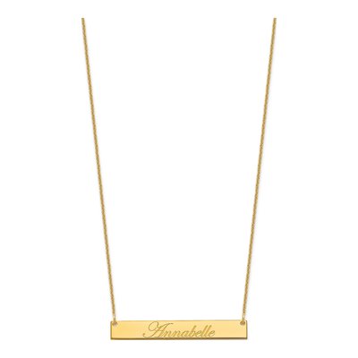 Personalized 10K Gold Script Bar Necklace – view 2