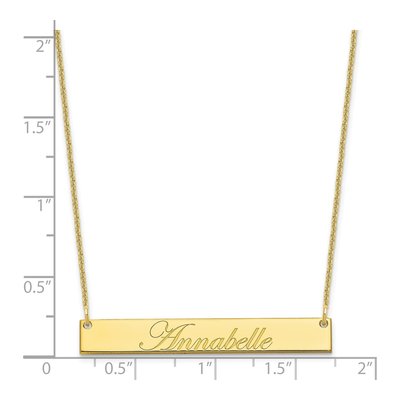 Personalized 10K Gold Script Bar Necklace – view 3