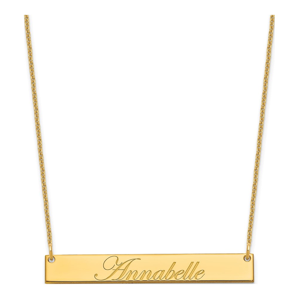 Personalized 10K Gold Script Bar Necklace