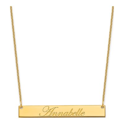 Personalized 10K Gold Script Bar Necklace
