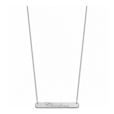 10K White Gold Personalized Bar Necklace – view 2
