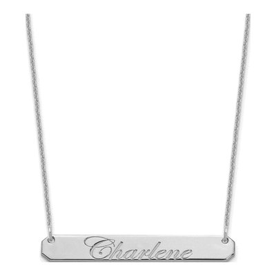 10K White Gold Personalized Bar Necklace