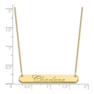 10K Yellow Gold Personalized Script Bar Necklace – view 3