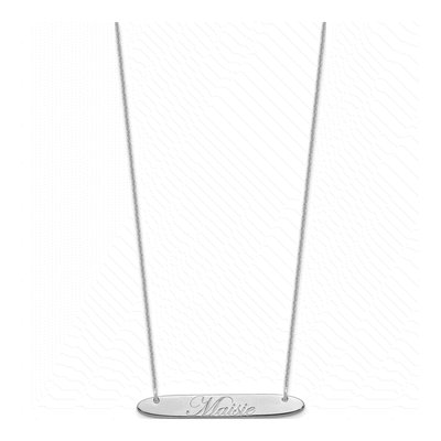 10K White Gold Personalized Script Bar Necklace – view 2
