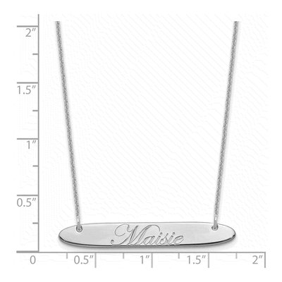 10K White Gold Personalized Script Bar Necklace – view 3