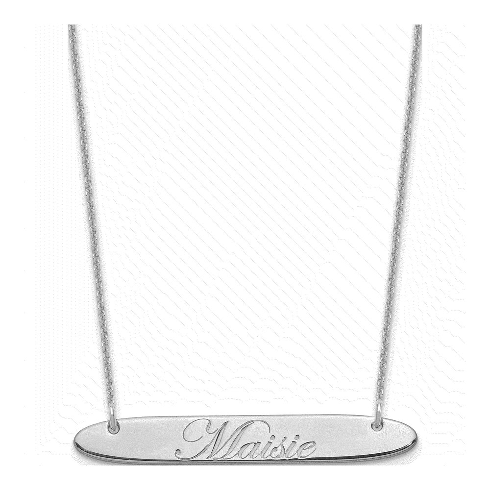 10K White Gold Personalized Script Bar Necklace
