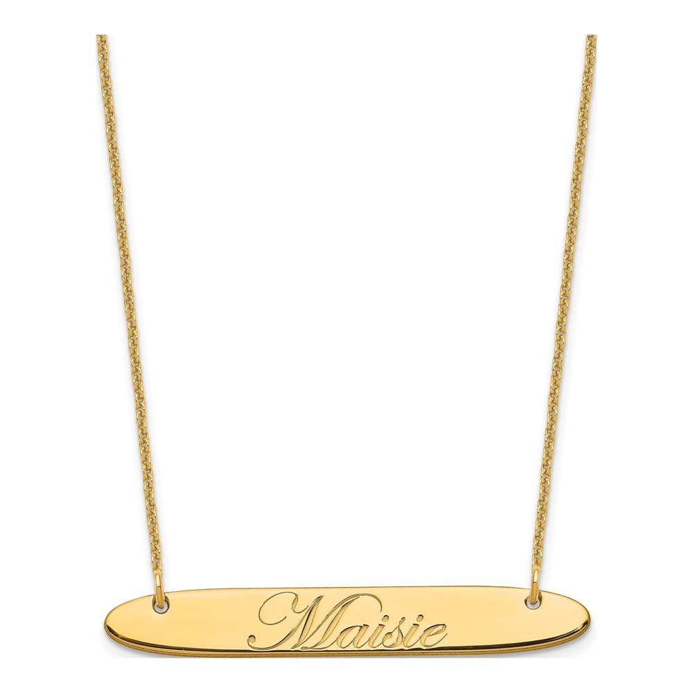 10K Yellow Gold Personalized Oblong Bar Necklace