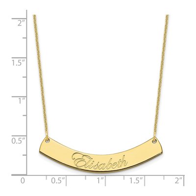 10K Yellow Gold Personalized Curved Bar Necklace – view 3