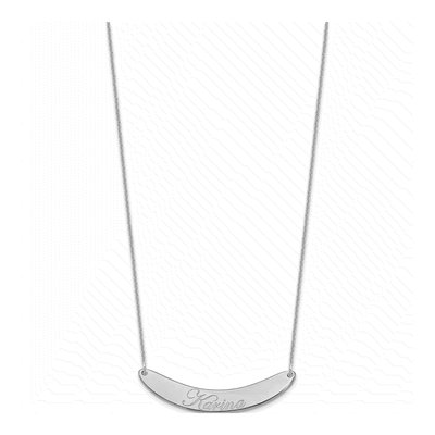 10K White Gold Personalized Curved Bar Necklace – view 2