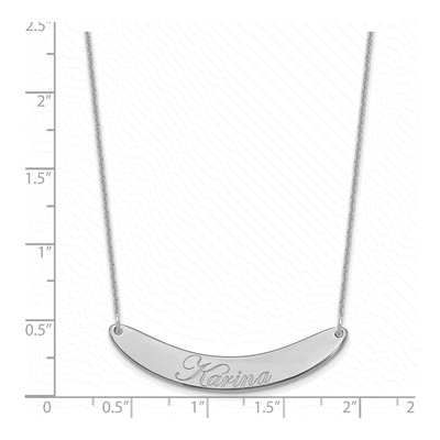 10K White Gold Personalized Curved Bar Necklace – view 3