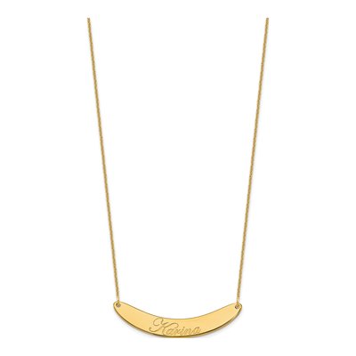 10K Yellow Gold Personalized Script Bar Necklace – view 2