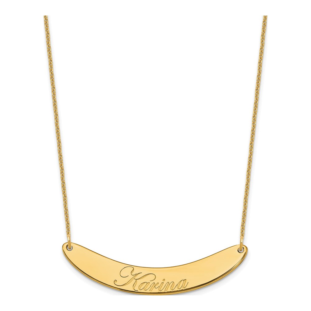 10K Yellow Gold Personalized Script Bar Necklace