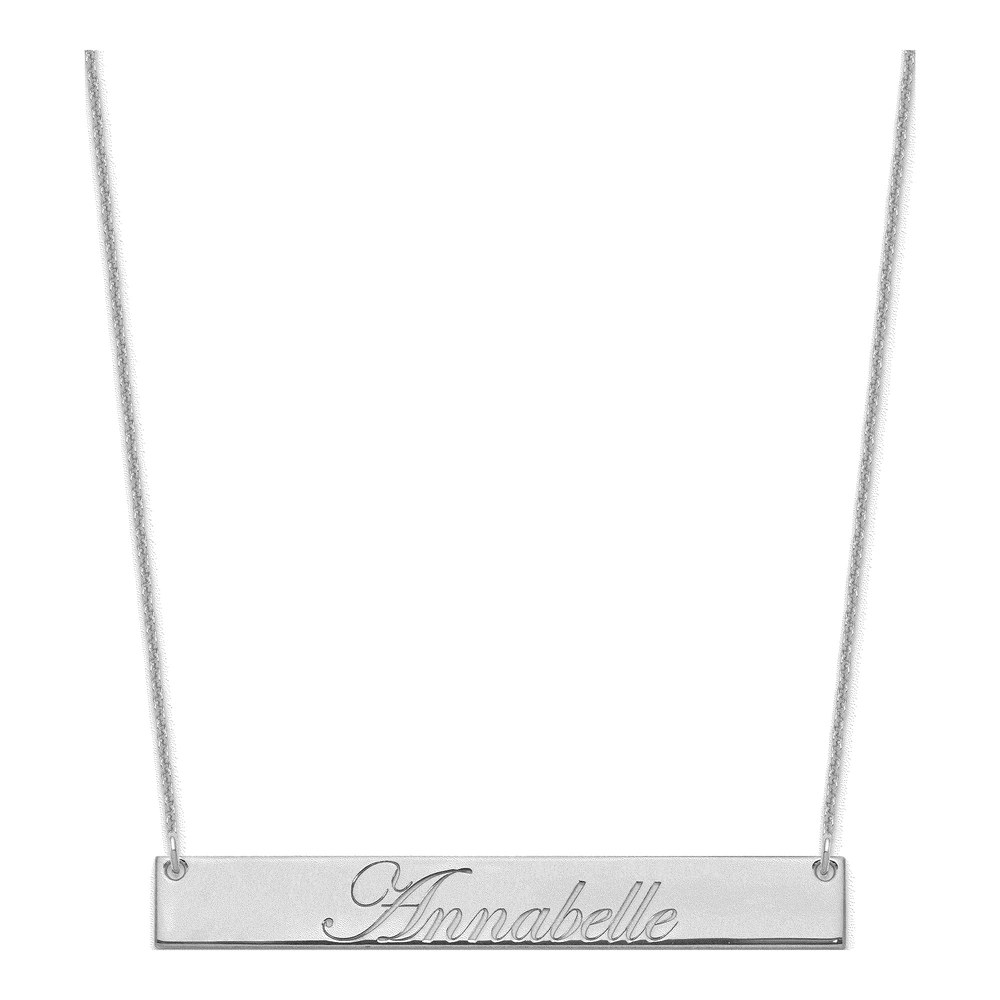 10K White Gold Personalized Bar Name Necklace