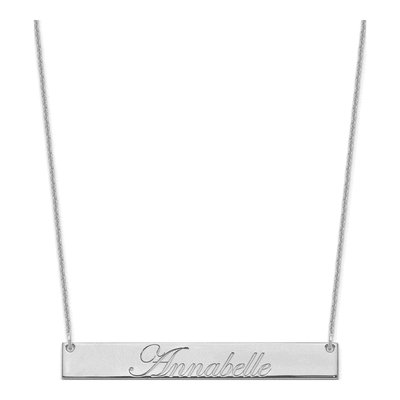 10K White Gold Personalized Bar Name Necklace
