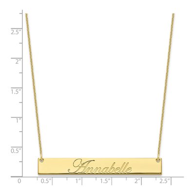 10K Yellow Gold Personalized Script Bar Necklace – view 3