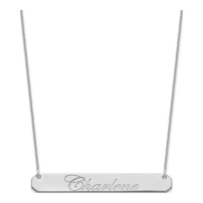 10K White Gold Personalized Bar Necklace