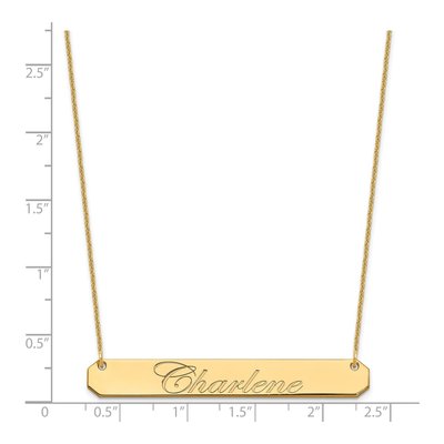 10K Yellow Gold Personalized Script Bar Necklace – view 3