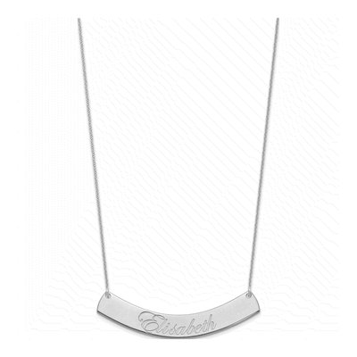 10K White Gold Personalized Curved Bar Necklace – view 2