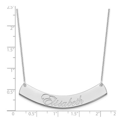 10K White Gold Personalized Curved Bar Necklace – view 3